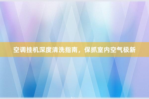 空调挂机深度清洗指南，保抓室内空气极新